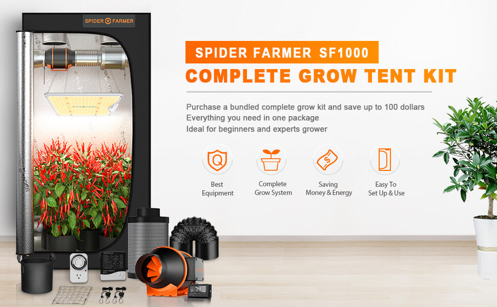 Spider Farmer SF1000 LED +70x70x160cm grow tent kits