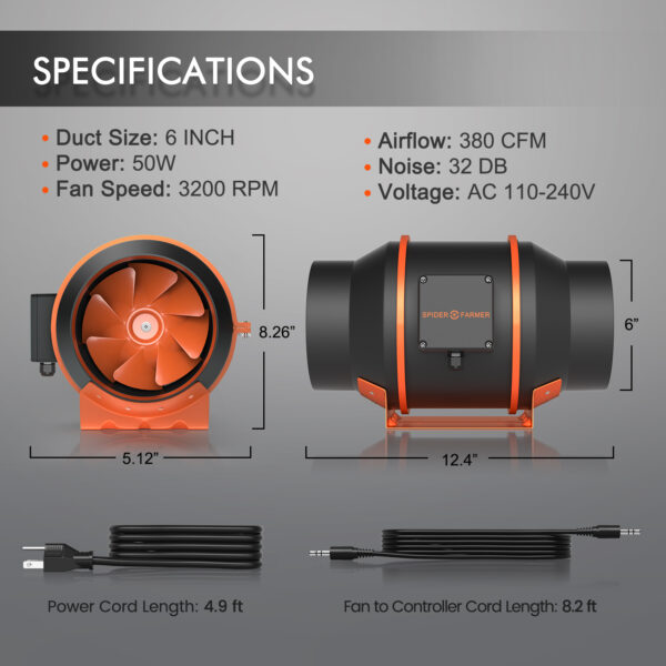 Specifiction of 4 inch inline fan