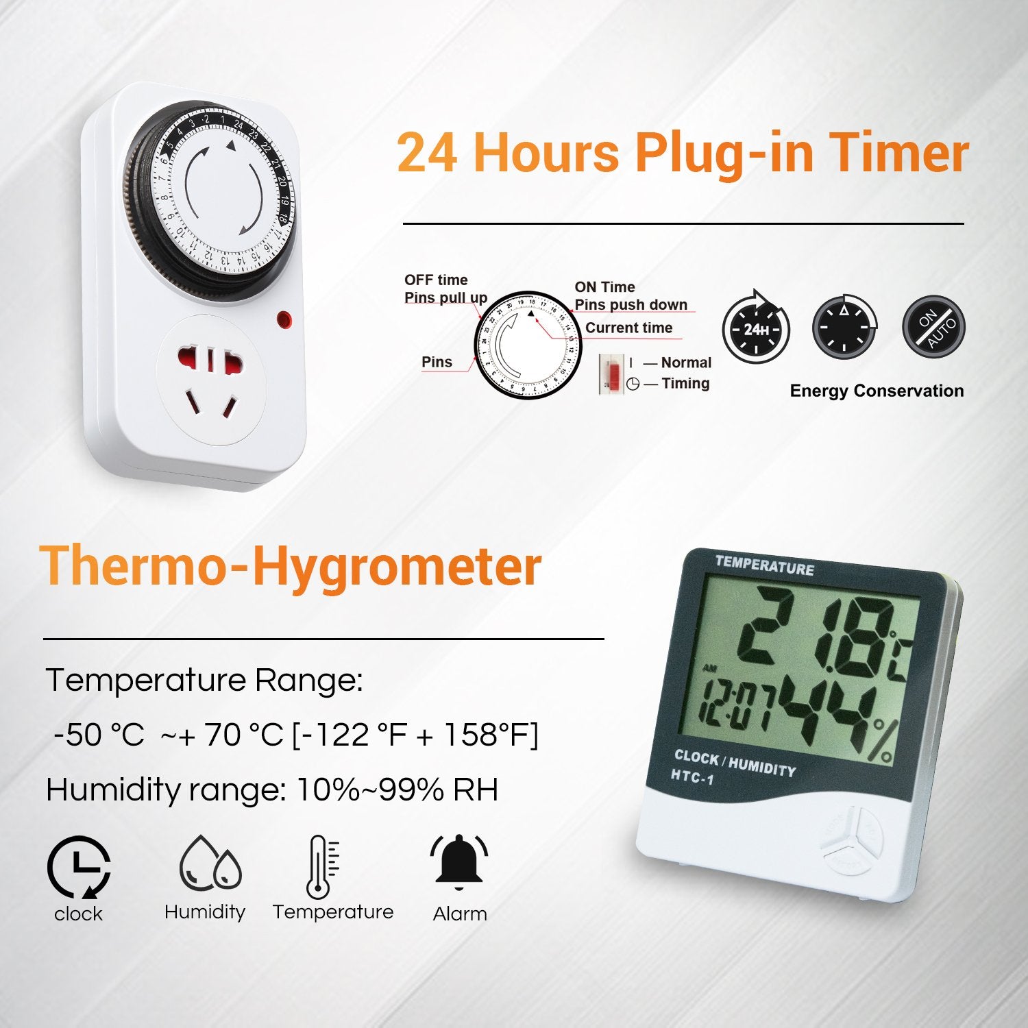 4 Fan Filter Kit Hygrometer Thermometer 24 Hour Timer Outlet for Hydroponics Grow Tent Ventilation System PrimeGarden 4 Inline Duct Ventilation Fan Vent Blower Carbon Filter Ducting Combo 