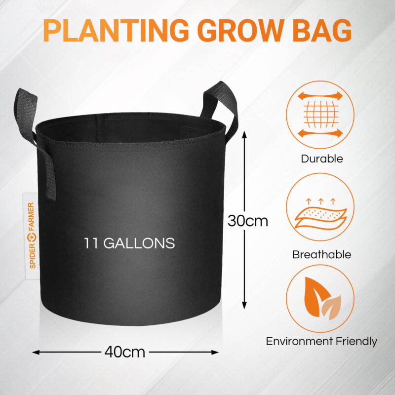 size of 11 gallon planting grow bags