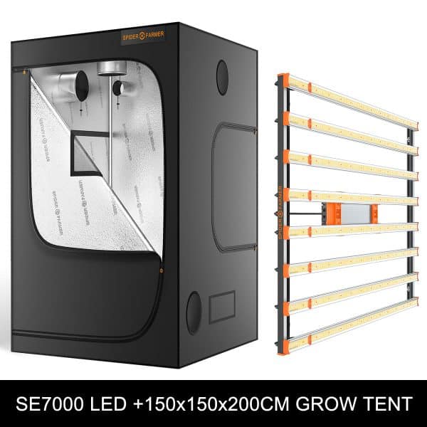 Spider Farmer SE7000 Led grow light+150x150x200cm grow tent combo