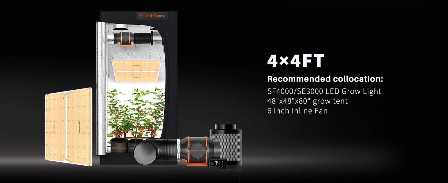 Spider Farmer®3'x3'x6' (90x90x180cm) 1680D High Reflective Indoor Grow Tent