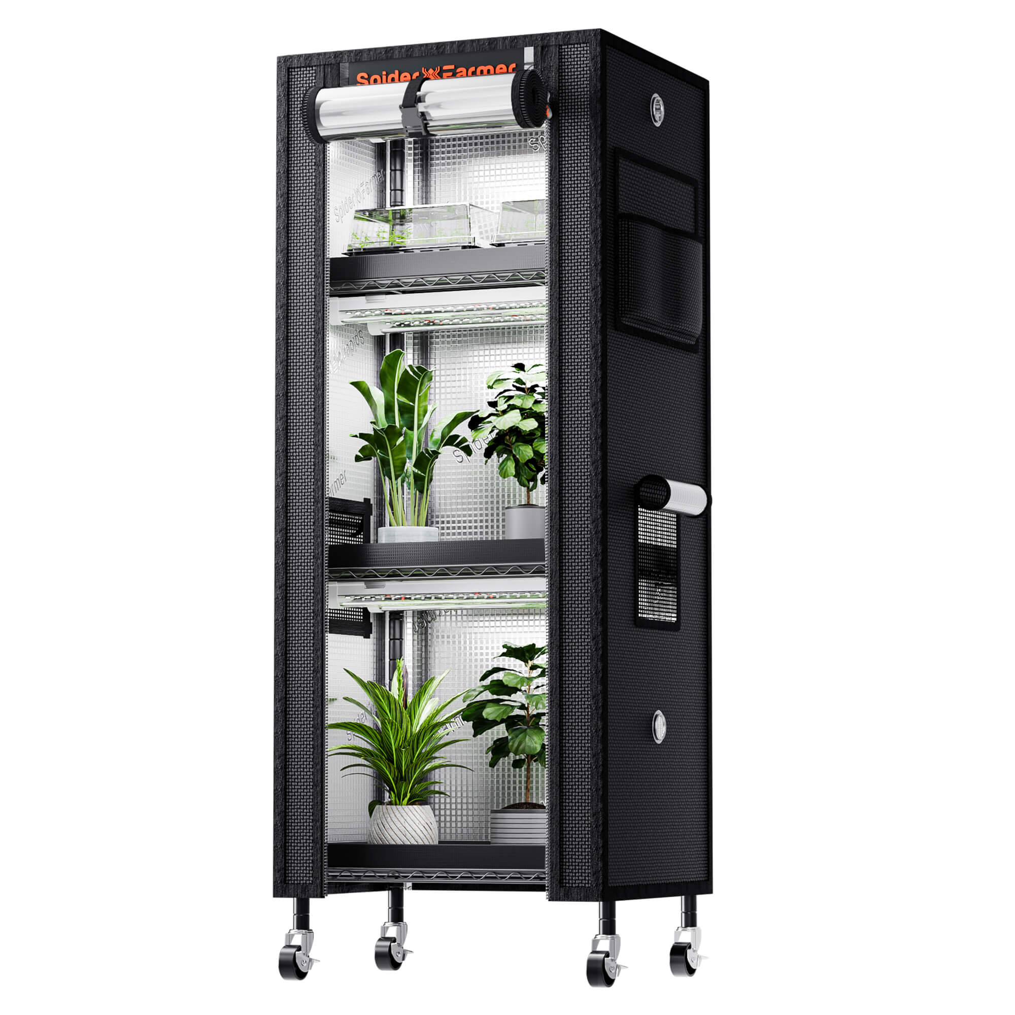 spider farmer plant stand with grow lights 54w 1680D grow tent 1